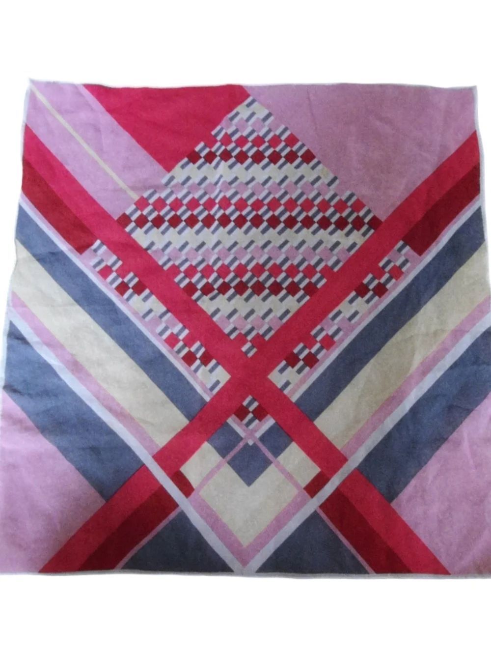 Women’s Pink Multi-Color Geometric Square Scarf
